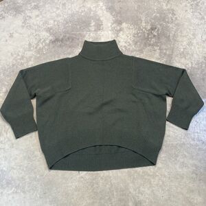 Notshy Cashmere Sweater Women Large Green Mock Neck Oversized Relaxed Cozy Basic